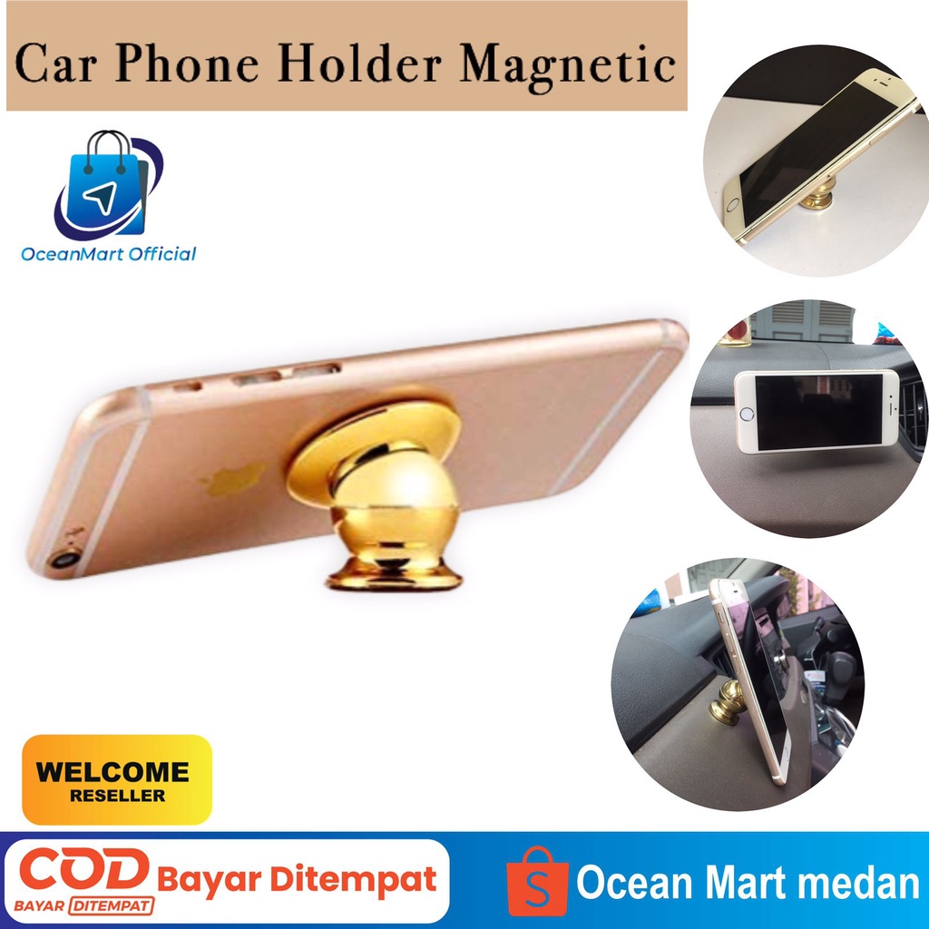 Car Phone Holder Magnetic Logo Dashboard Universal Mobil Mount 360 Degree Multifungsi Aksesoris Handphone HP OCEANMART OCEAN MART Murah Grosir