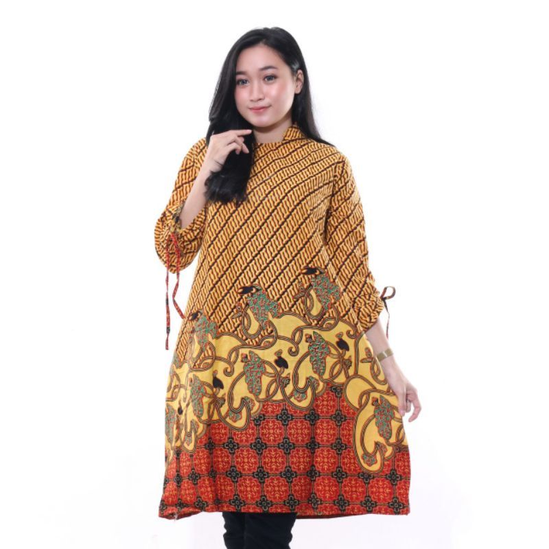 BAJU ATASAN TUNIK BATIK DEWASA BAHAN KATUN STRETCH JUMBO