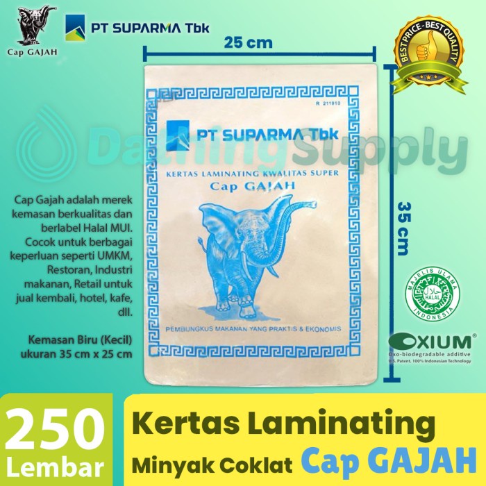 

Kartas Nasi Cap Gajah Biru 1 Pack isi 250 Lembar Bungkus Pembungkus Nasi Coklat ukuran Tanggung