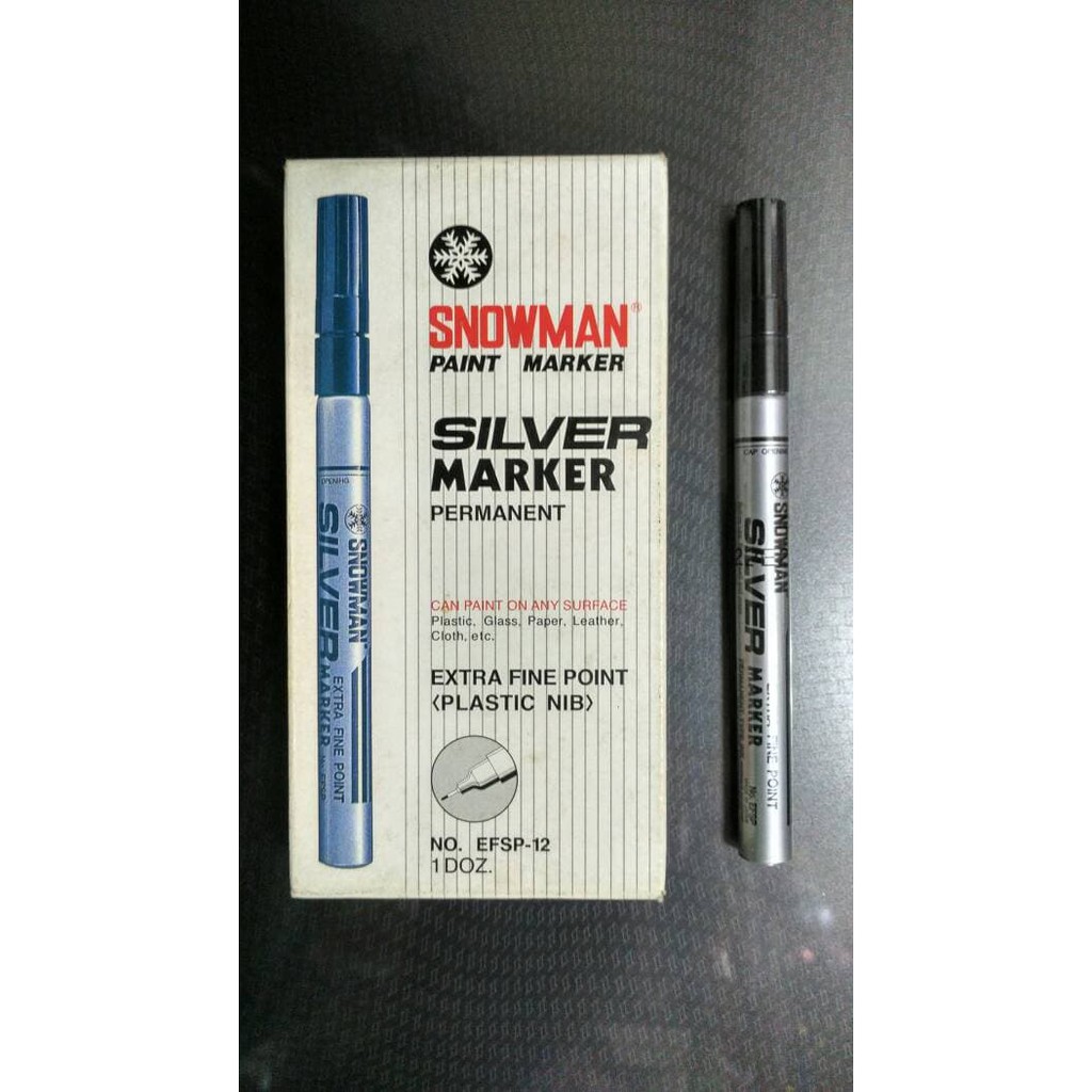 

[Promo] Snowman Spidol Paint Marker Silver Extra Fine Perak EFSP 12 Berkualitas