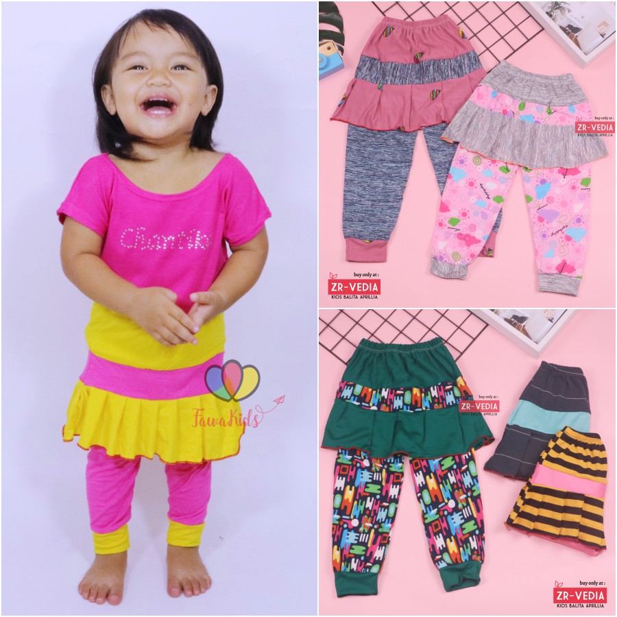 Umbrella Pants uk Bayi - 4 Tahun / Celana Panjang Anak Perempuan Model Rok Celana Legging Pants