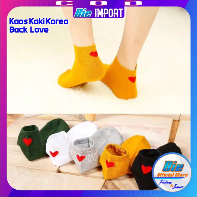 Kaos Kaki Korea Motif Black Love Impor Best Seller