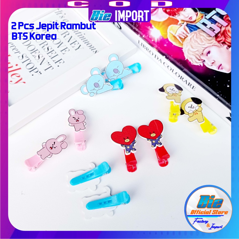 2 Pcs Jepit Rambut Karakter BTS Impor Best Seller