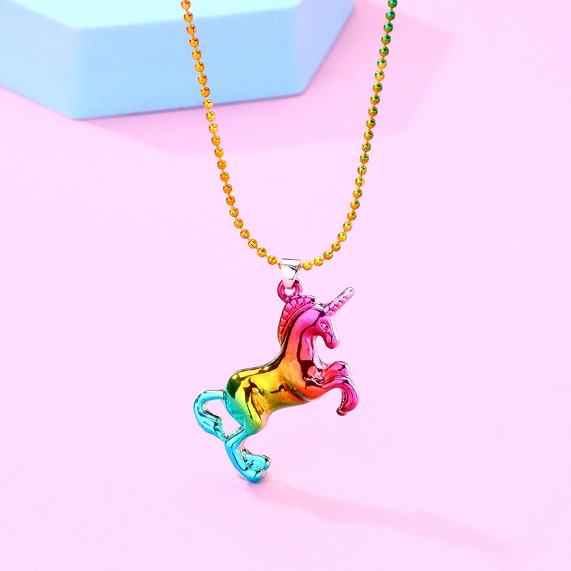 Kalung Liontin Unicorn Aksen Berlian Imitasi Untuk Wanita
