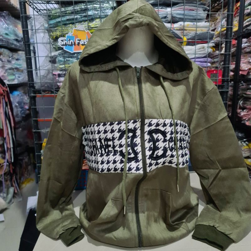 Jaket Suede Import Wanita Fashion XL Besar-Ch Mojo Army