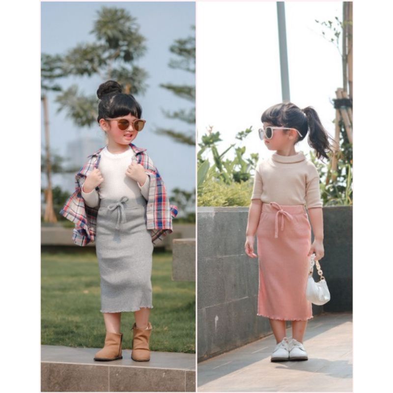 Midi skirt rib 1-6 tahun rok anak perempuan rajut knit rok midi knit