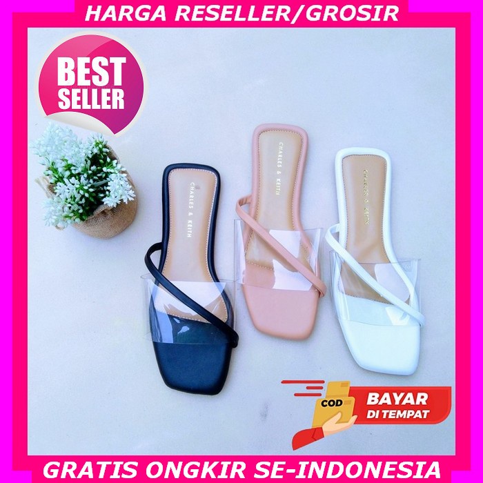 Sara Adaline • Adelle Sandal Heels Kaca Wanita 5 Cm Sendal Haihils Hak Tahu Tinggi Kaca Wanita Terba