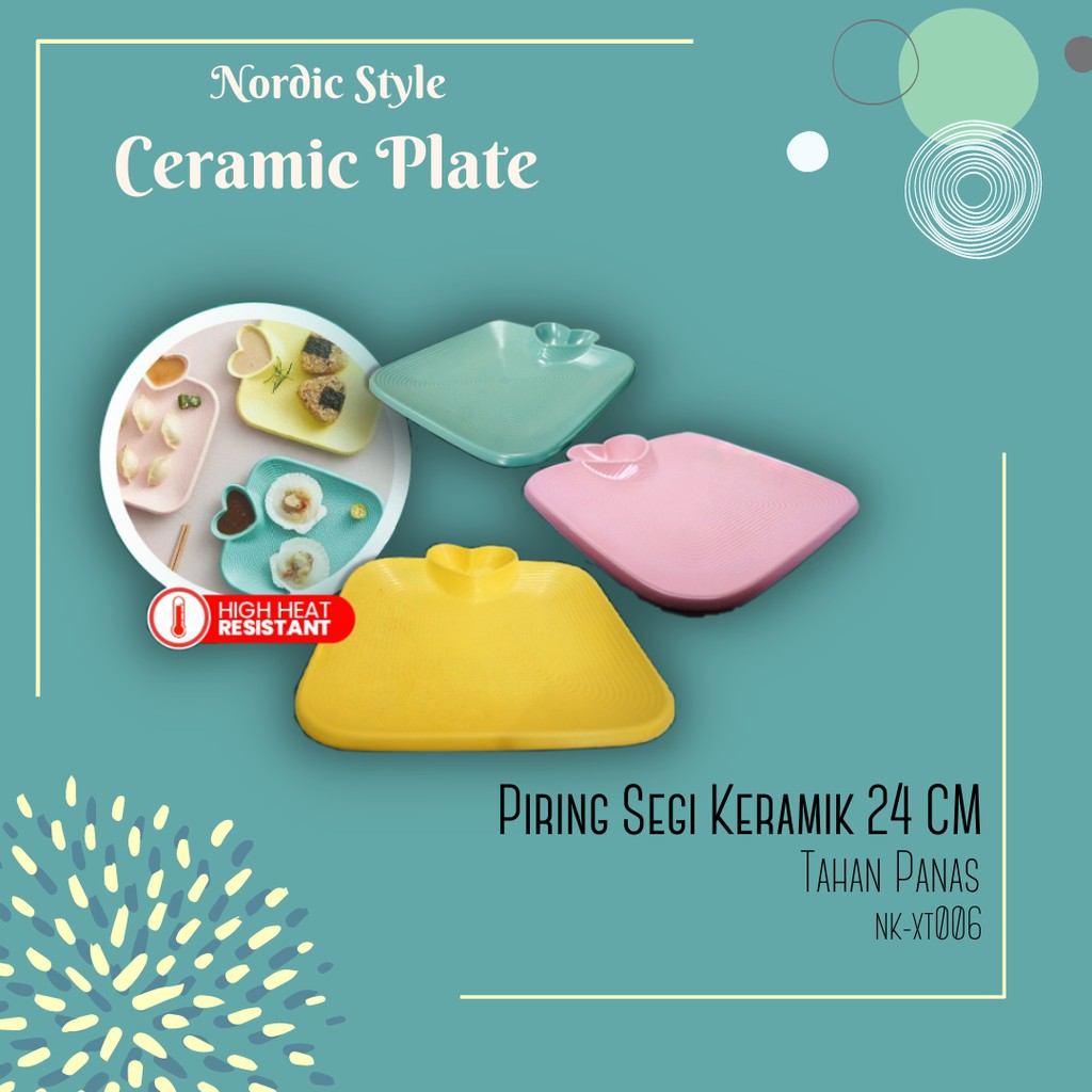 PIRING KERAMIK 24 CM [NK-XT006] Piring Saji Nordic Style Bahan Keramik Tahan Panas