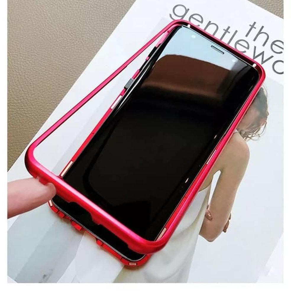 Case Samsung Galaxy J8 - Samsung J8 Metal Magnet Case Glass ,Friska.Olshop2