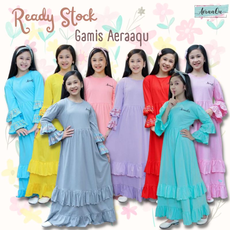 GAMIS LONGDRESS KAOS ANAK REMAJA JUNIOR TANGGUNG POLOS MUSLIM AERAAQU