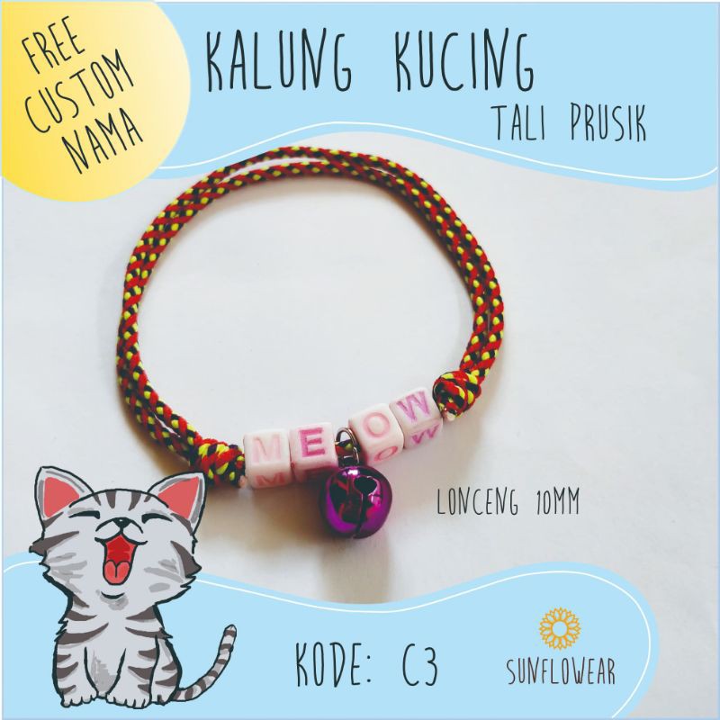 Kalung Kucing Custom / Kalung Kucing Nama / Kalung Kucing Murah