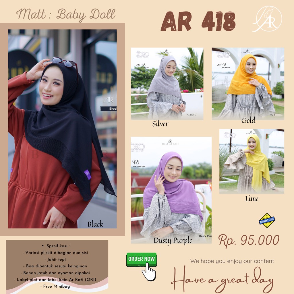 [COD] ARRAFI HIJAB TERBARU SEGI EMPAT AR 418 HIJAB INSTANT ARRAFI VARIASI PLISKIT
