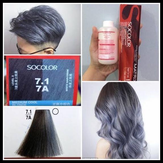 Paket Cat Matrix Socolor 7.1 7A Medium Cool Blonde Oxydant Oxidant