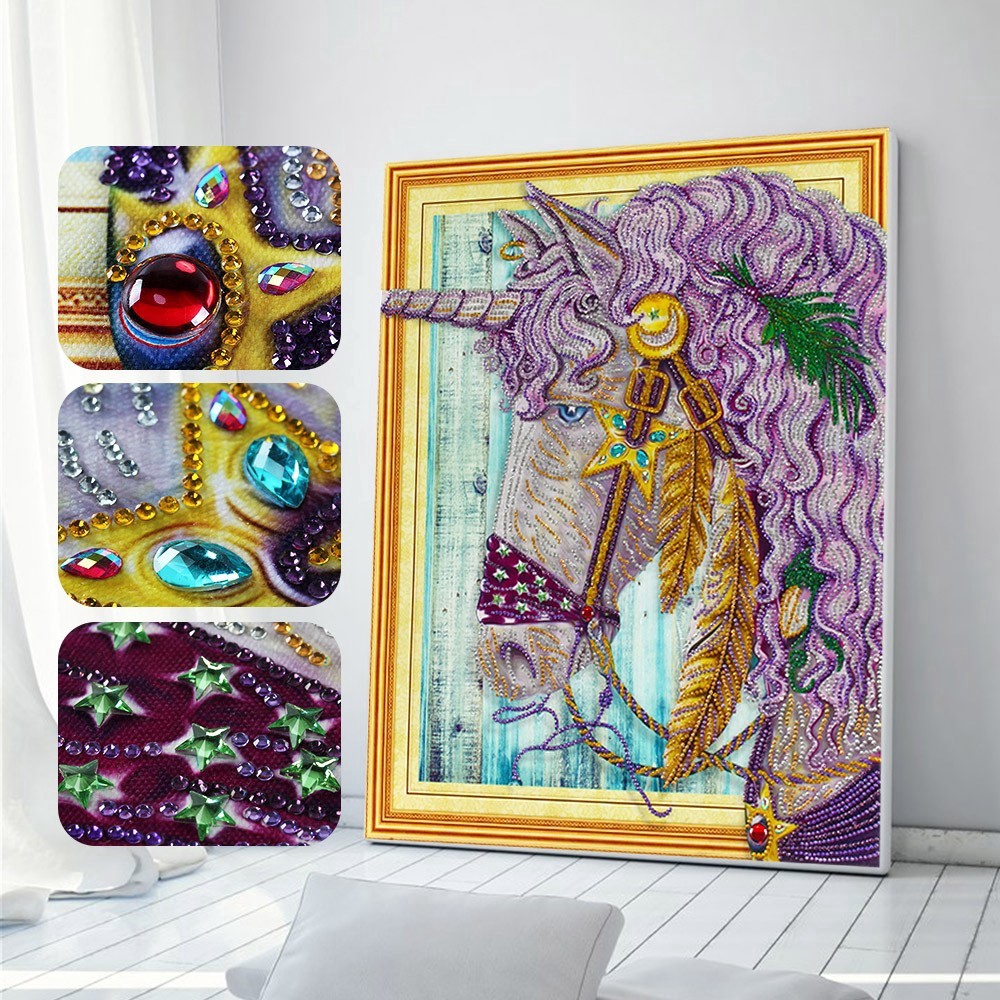 Diy Lukisan Diamond 5d Dengan Gambar Binatang Unicorn Untuk Hiasan