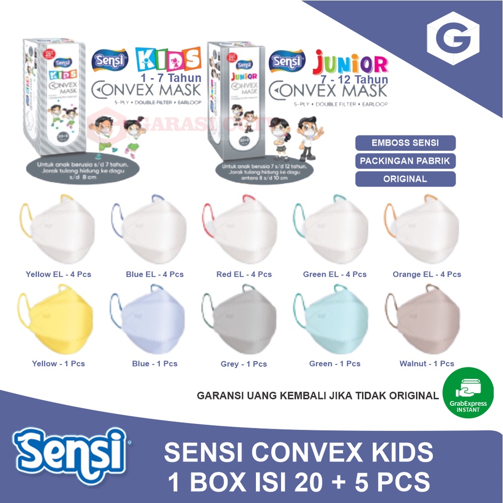 Masker Sensi Convex Kids 5 Ply | Masker Earloop 5 Ply | Masker Sensi