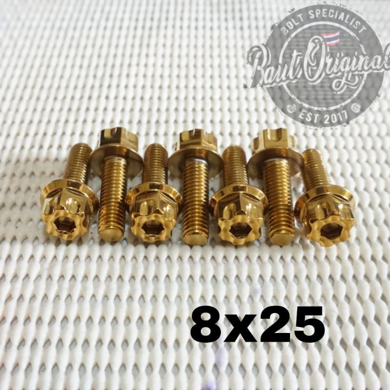 Baut probolt 8x25 gold new model drat 12 panjang 2.5cm Heng thailand