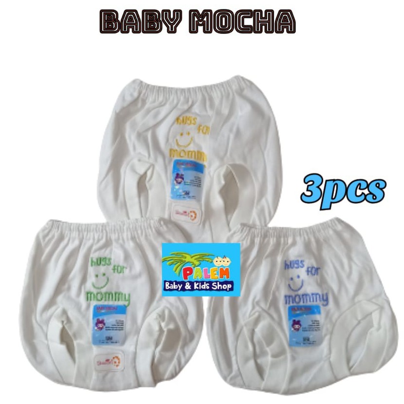 Baby mocha celana pop putih bordir isi 3 usia 0-3 bulan/celana bayi 104856