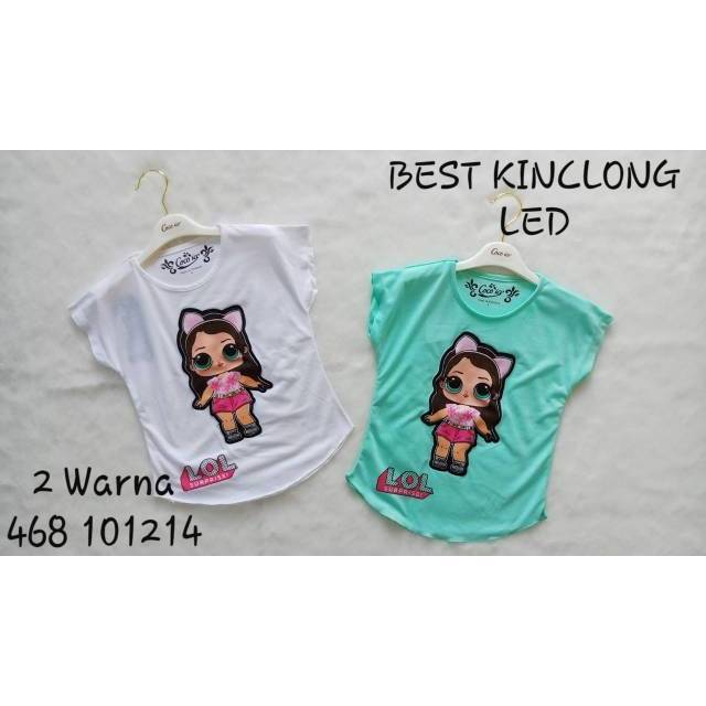 Kaos Anak Perempuan Model Baru Aplikasi Usap Sequin Blus Motek  Duo Led Nyala Lampu Unicorn LOL