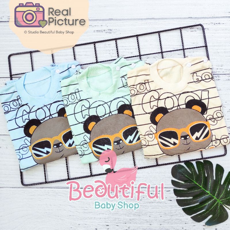 Setelan Pendek Bayi Motif Cool / Setelan Piyama Bayi / Baju Bayi Panjang / Baju Tidur Bayi / Baby.ou_