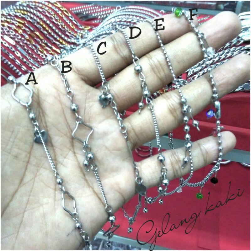 Gelang kaki fariasi besi/baja putih (monel)