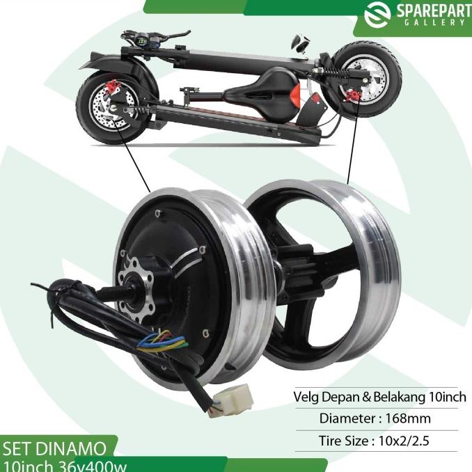 Set Dinamo 10Inch 36V400W Skuter Listrik Otoped Motor Bldc Ring10"