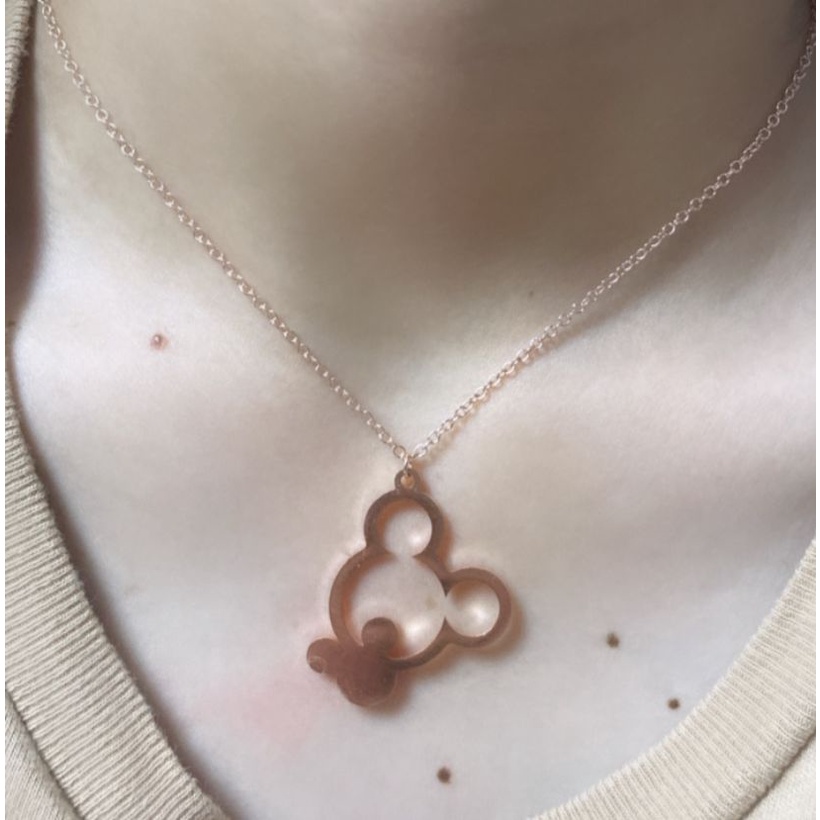 COD! kalung titanium liotnin mickey head rosegold anti karat import