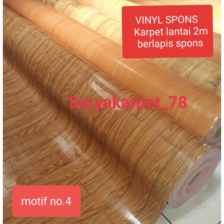 Karpet lantai vinyl spons  import empuk lebar 2mtr dijual per 50cm