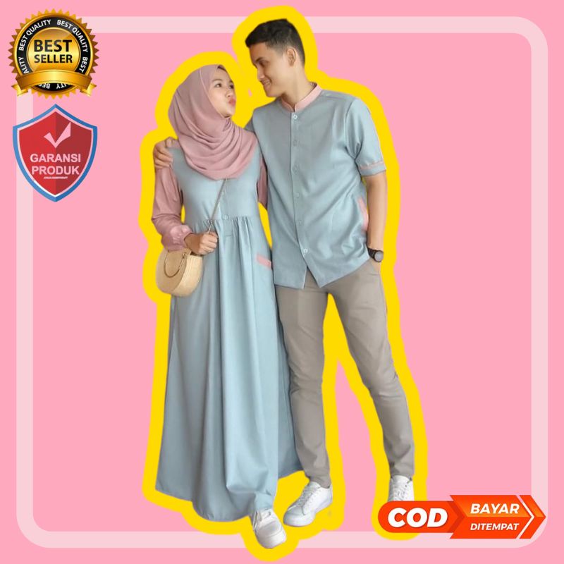 Baju Gamis Kapel  Pasangan Set Couple Suami Istri Kapelan Kondangan kekinian terbaru 2022