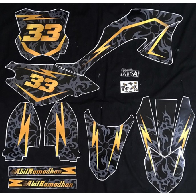 Decal Stiker Kawasaki Klx 150 Bf Full Body Dekal Stiker Klx G Batik Black Gold