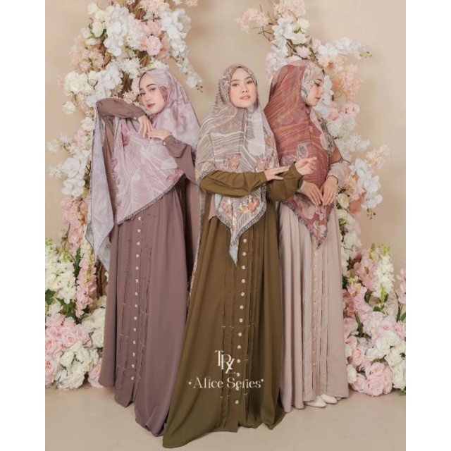 [TRZ.HER ] GAMIS SYARI SET TERBARU / KHIMAR PRINTING PREMIUM " ALICE SET " BY TRZ