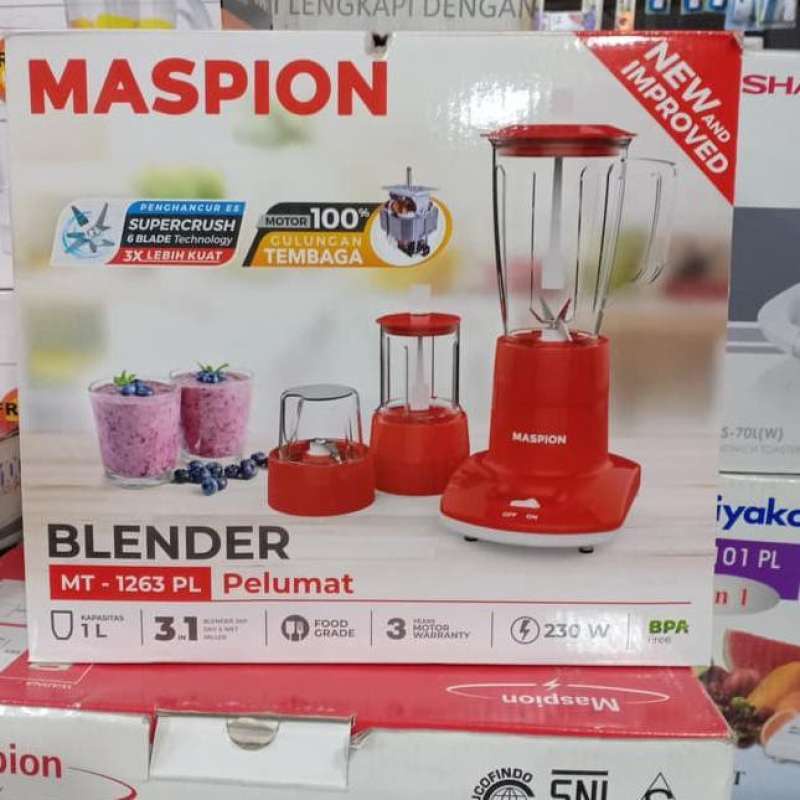 Maspion Blender MT-1263 PL 3in1 With Dry Miller &amp; Wet Miller (Penghalus Kering dan Basah)