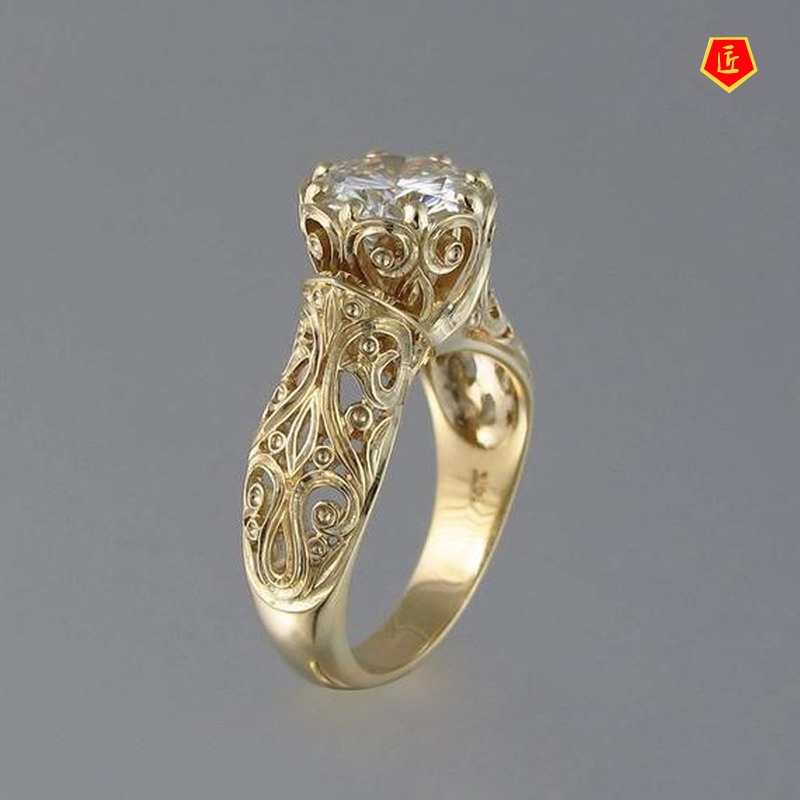 [Ready Stock]Diamond Ring 18K Gold Exquisite Fashion