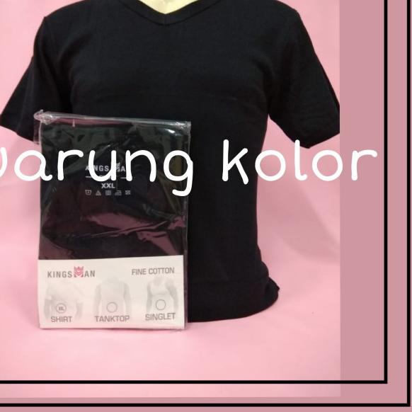 ♜ kaos dalam pria/ kaos oblong V NECK KINGSMAN putih/hitam M-XXL - Putih, M ▼