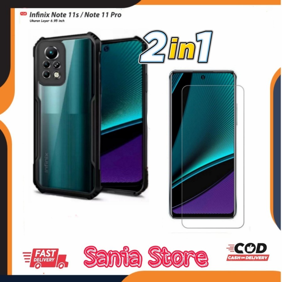 Case Infinix Note 11 Pro / Infinix Note 11s Shockproff Camera Protection Bonus Tempered Glass Bening