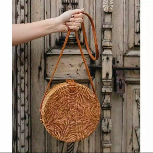 REAL PICT TAS ROTAN BULAT BALI - DIAMETER 15CM &amp; 20CM #B0029