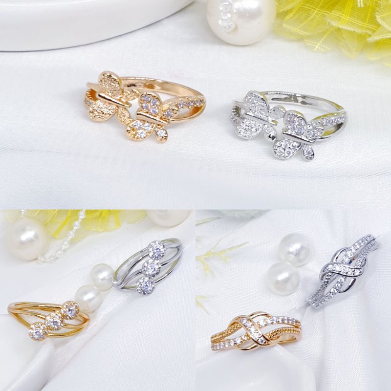 Cincin new buterfly zircon gold&amp;silver no karat ♡JC-10♡