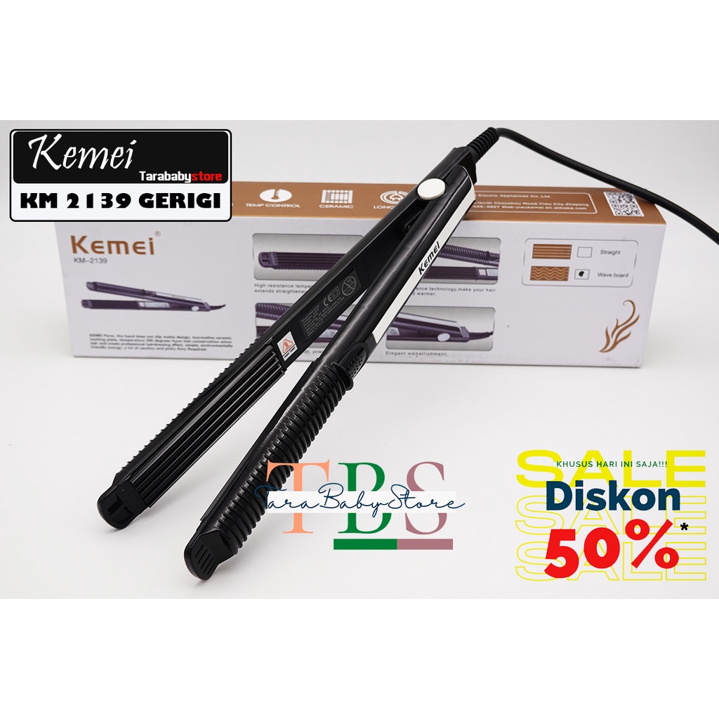 Catokan Rambut Kemei KM 2139 Alat Catokan Temperatur Suhu Profesional Catok Pelurus rambut Modern-GERIGI