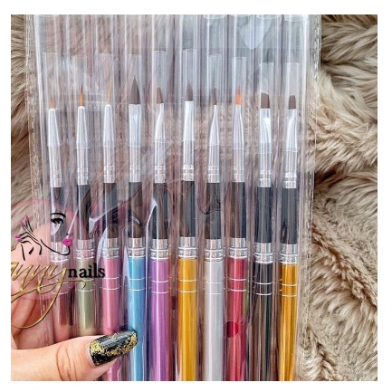 Brush 10 pcs nailart brush gel polish 3d flower liner brush nail art kuas nail art 1 set