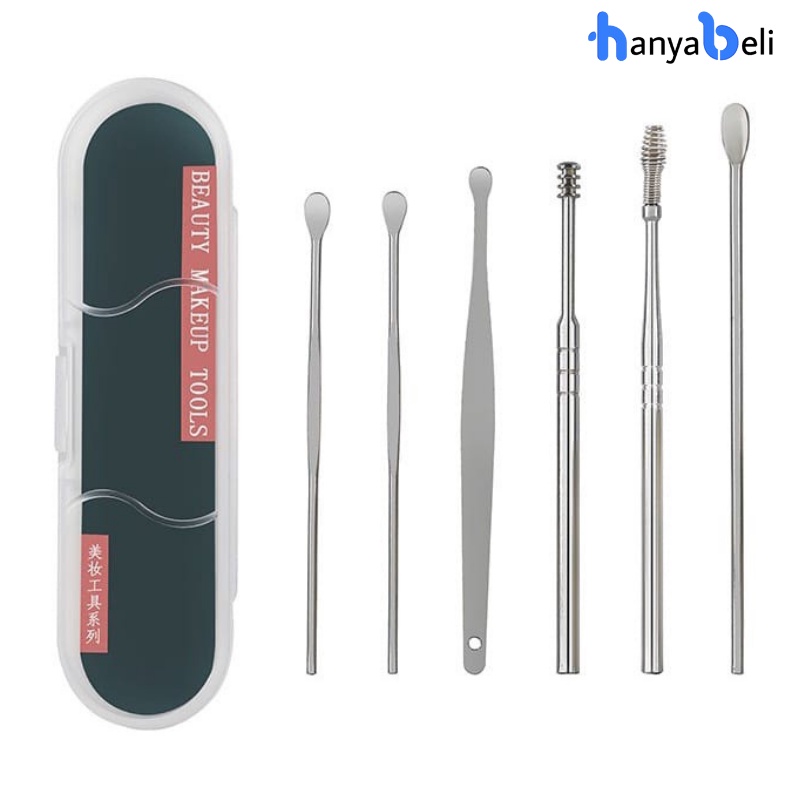 Pembersih Telinga Korek Kuping Ear Wax Picker 6 Pcs Stainless Steel