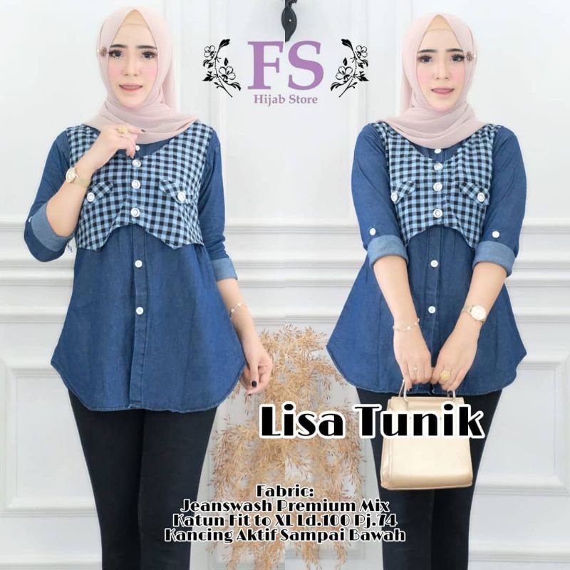 PROMO//ATASAN TUNIK JEANS ROMPI LISA WANITA TERBARU KEKINIAN TERLARIS MURAH CANTIK