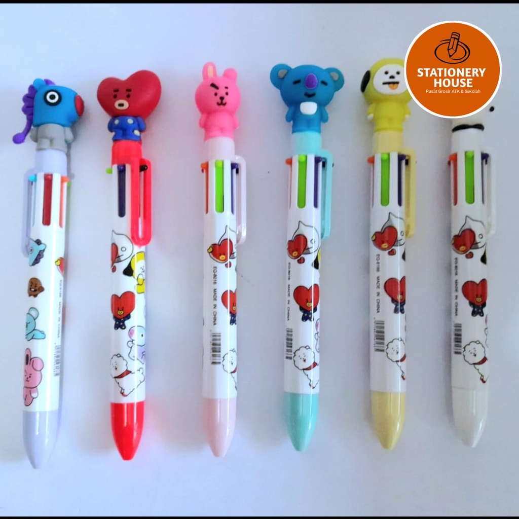 

PEN 6 WARNA 6 IN 1 / Pulpen Warna Warni Motif BTS / Pulpen Karakter BTS