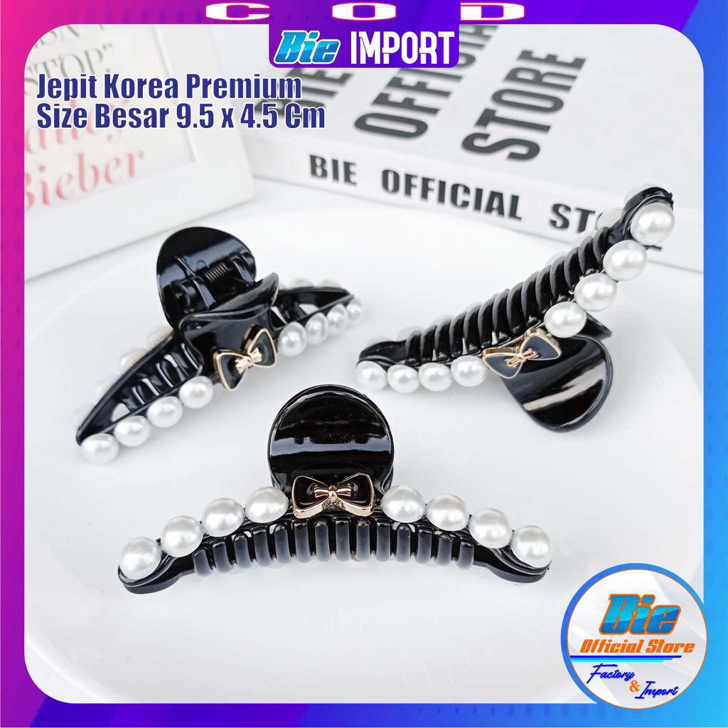 Jepit Rambut Korea Premium Black Perl Size Besar Impor Best Seller