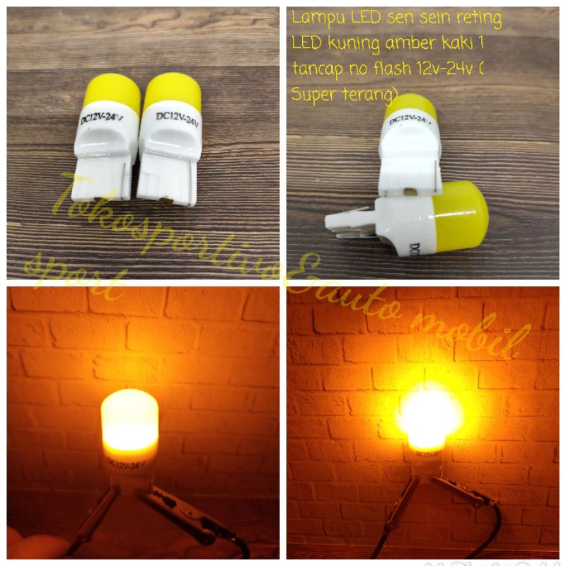 Lampu bohlamp LED sen sein reting kaki 1 tancap tusuk kuning yellow amber LED mobil sen reting
