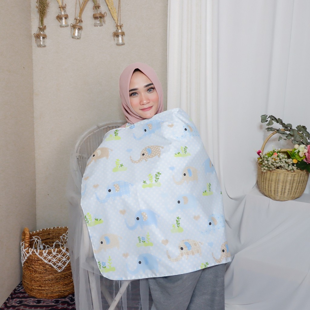 Apron Menyusui Kain Double Lapisan Nursing Cover Ibu Menyusui Bayi Premium Free Dompet Merk Ndollolo