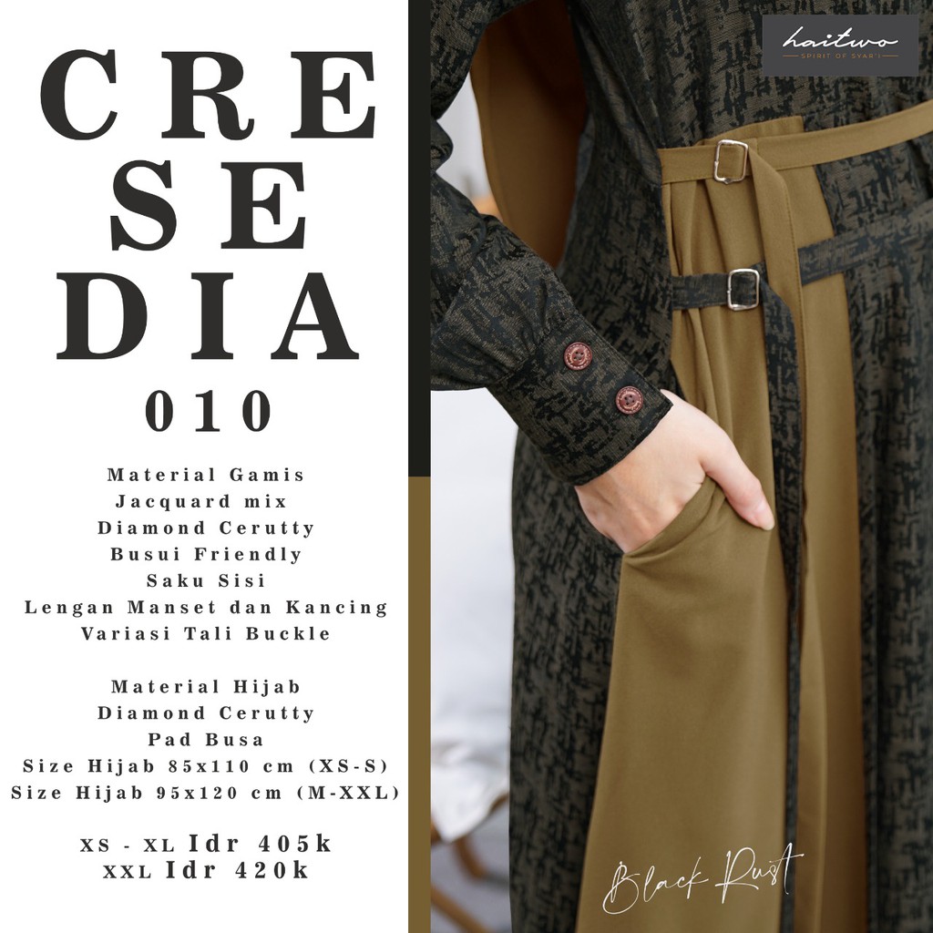 Haitwo Cresedia 10 Gamis Wanita Bahan Jacquard Mix Diamond Ceruti Set Gamis Dan Jilbab Syari Dress