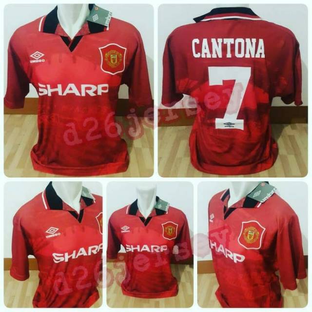 Jersey RETRO Manchester United Home 1994 / 1995 Old Trafford Signature OFFICIAL + Cetak nama Nameset