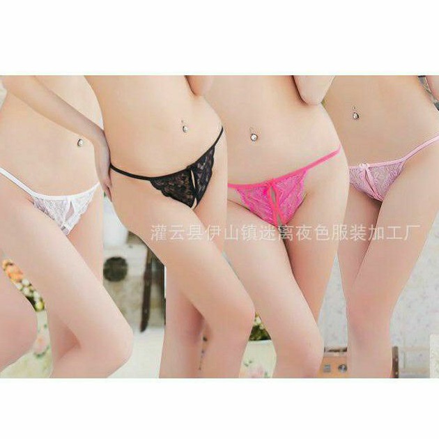 Celana Dalam Sexy G String T panty Open Crotch Lace Renda Pita