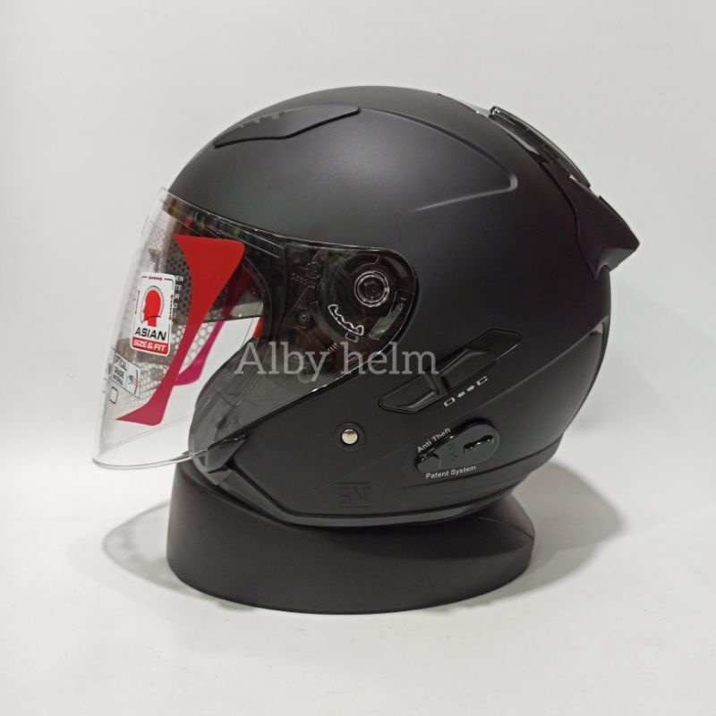 HELM KYT GALAXY FLAT R SOLID BLACK DOFF HITAM DOFF DOUBLE VISOR