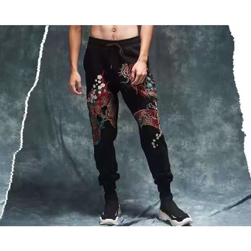 SK23 CELANA JOGGER IMPORT SUKAJAN PRIA JEPANG KOREA HARAJUKU BORDIR DRAGON NAGA ORIGINAL M-3XL JY13