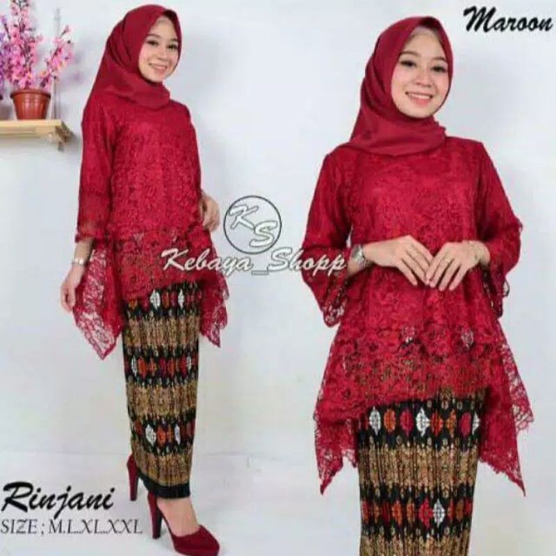 IndahKebaya | SET KEBAYA BROKAT MUSLIMAH / KEBAYA AKAD / WISUDA / HITAM / PUTIH / MOCCA / HIJAU